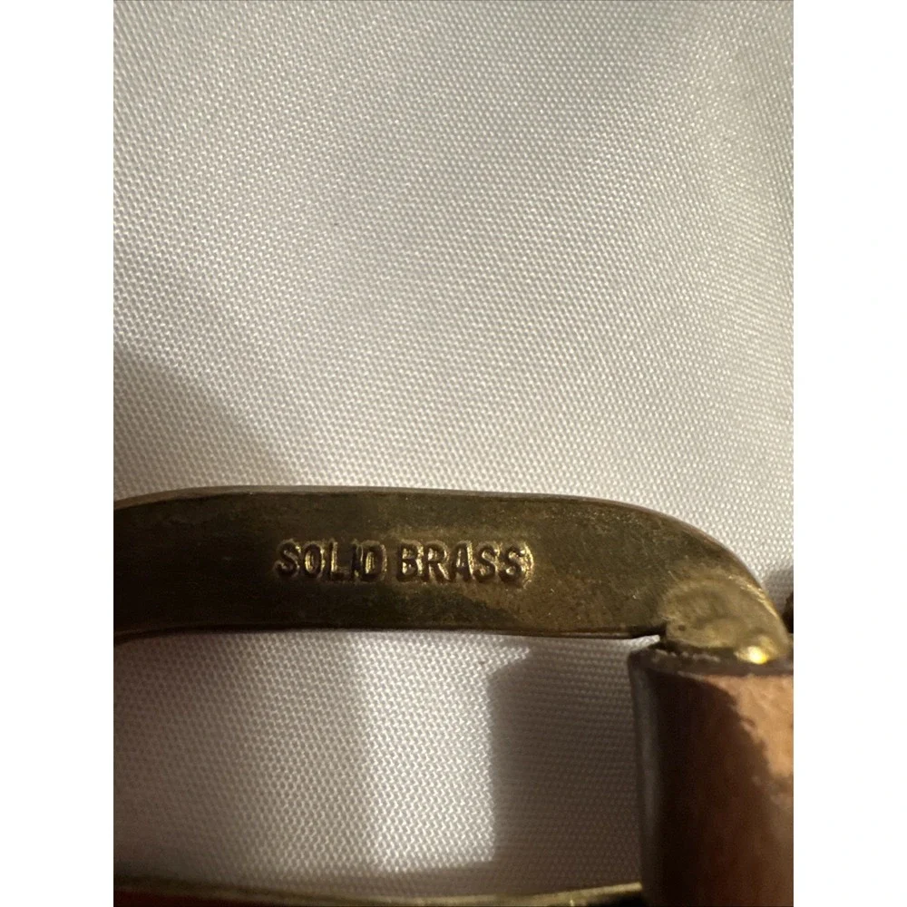 LEATHER MAN LTD‎ Belt Mens Sz42 Gamefish Navy Ribbon Leather Canvas Brass 1.25